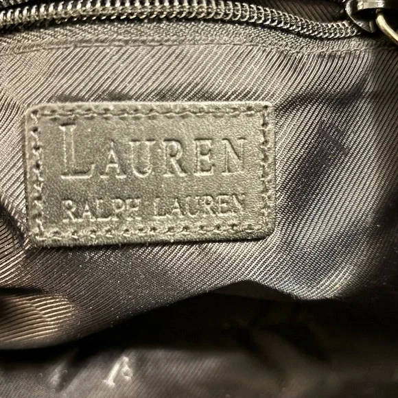 Ralph Lauren Black White Houndstooth Barrel Baguette Shoulder Bag | 11x5x3.5" - Picture 8 of 12